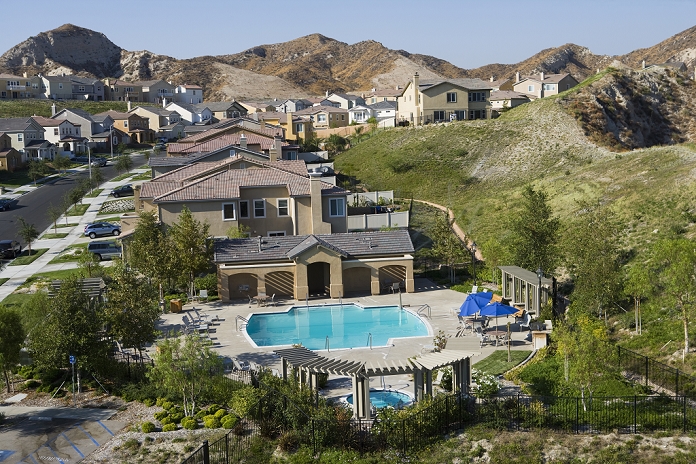 Outdoor pool in housing community