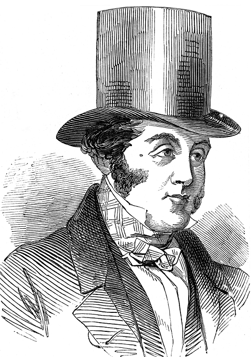 George Hudson  1848  George Hudson  1800 1871  the  Railway King , 1848.  English railway speculator, ruined during the 1847 1848 railway mania when accused of paying dividends out of capital. From The Illustrated London News.  London, 1848 . Wood Engraving.