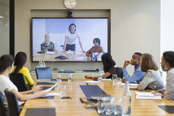 business Business people video conferencing in conference room