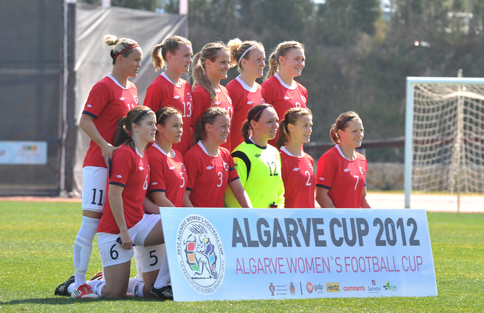 Algarve Cup Norway women s national team group line up  NOR , FEBURARY 29, 2012   Football   Soccer : The Algarve Women s Football Cup 2012, match between Japan 2 1 Norway in Municipal Bela Vista, Portugal.   Photo by AFLO SPORT   1035 .