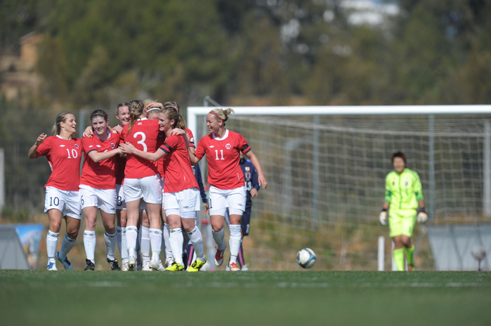 Algarve Cup Norway team group  NOR , FEBURARY 29, 2012   Football   Soccer : Isabell Herlovsen of Norway celebrates her goal during The Algarve Women s Football Cup 2012, match between Japan 2 1 Norway in Municipal Bela Vista, Portugal.   Photo by AFLO SPORT   1035 