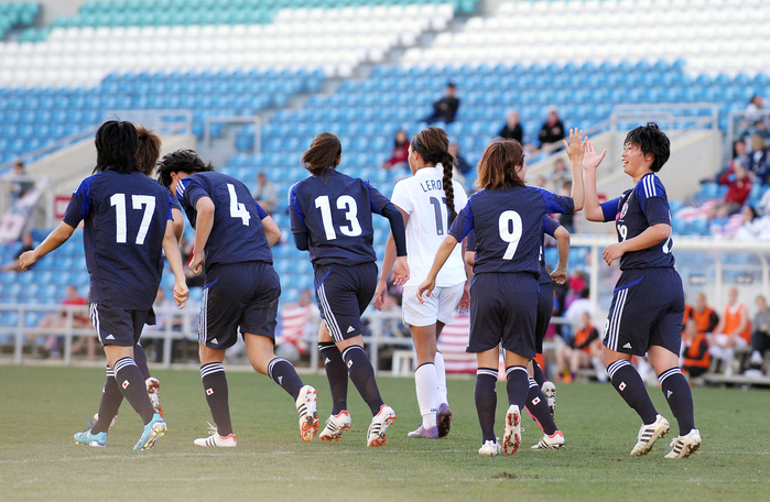 Algarve Cup Aimi Takase, Final Goal Japan team group  JPN , MARCH 5, 2012   Football   Soccer : Megumi Takase  R  of Japan celebrates her goal during The Algarve Women s Football Cup 2012, match between Japan 1 0 United States at Estadio Algarve in Faro, Portugal.   Photo by AFLO SPORT   1035 .