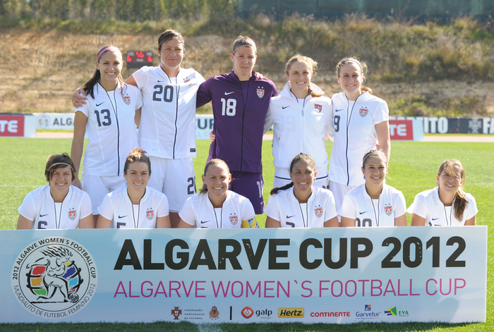 Algarve Cup 3rd place game USA Women s National Team group line up  USA , MARCH 7, 2012   Football   Soccer : The Algarve Women s Football Cup 2012, match between Sweden 0 4 USA at Municipal Bela Vista, Portugal.   Photo by AFLO SPORT   1035 .