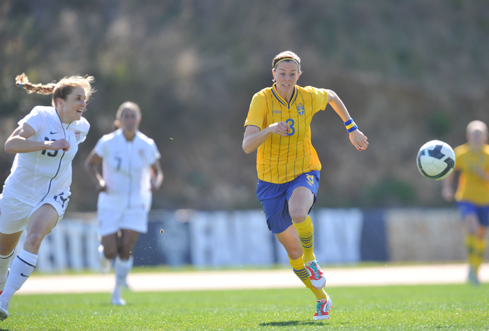 Algarve Cup 3rd place game Stina Segerstrom  SWE , MARCH 7, 2012   Football   Soccer : The Algarve Women s Football Cup 2012, match between Sweden 0 4  USA at Municipal Bela Vista, Portugal.   Photo by AFLO SPORT   1035 