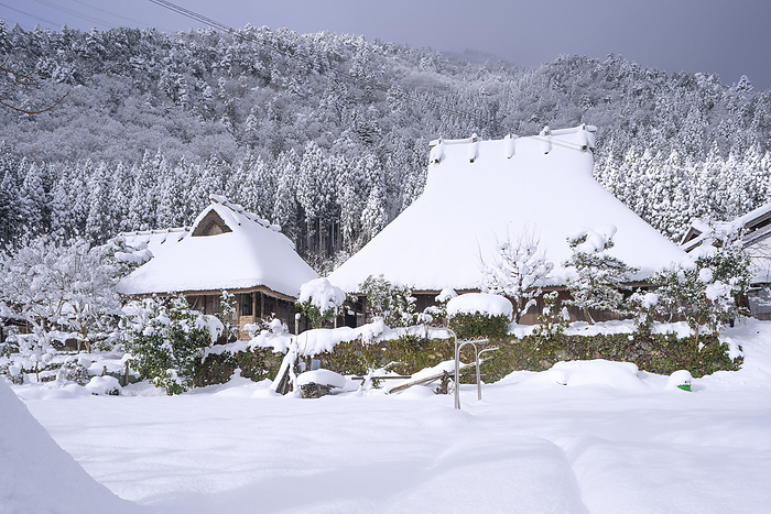 Snowy landscape of Kayabuki-no-Sato, Nantan City, Kyoto Prefecture