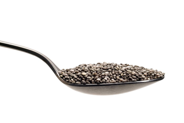 Chia seeds Chia seeds on a spoon.