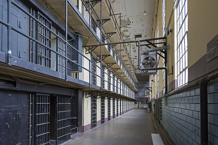Wyoming Frontier Prison Wyoming Frontier Prison. Cell block in the Wyoming Frontier Prison, the former Wyoming State Penitentiary in Rawlins, Wyoming, USA. This prison opened in 1901 and closed in 1981 after housing 13,500 inmates in its 80 years of operation. Photographed in 2015.