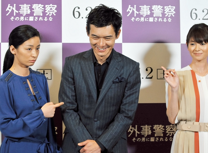 Atsuro Watabe, Yoko Maki, Machiko Ono, April 19, 2012 : Tokyo, Japan : (L-R)Actors Machiko Ono, Atsuro Watabe and Yoko Maki attend a premiere for the film 