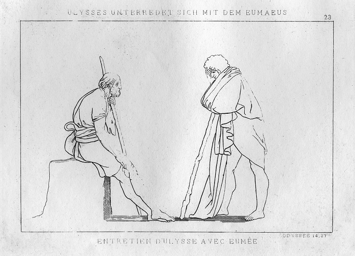 The World s Greatest Writers Homer  1833  Odysseus talks with Eumaeus, the swineherd, c1833. A scene from Homer s Odyssey.