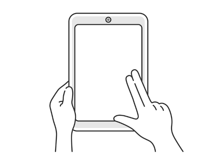 Illustration of operating a tablet PC with fingers