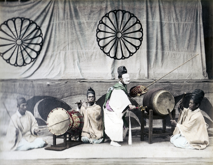 Shinto  Date of photograph unknown  Japanese shinto priests  Kannushi  perform a religious ceremony.