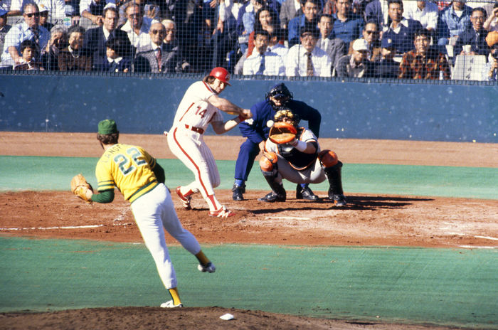 Pete Rose (Phillies),
1980's - MLB : 
Pete Rose of Philadelphia Phillies at bat during the exhibition game. 
(Photo by AFLO) (246)