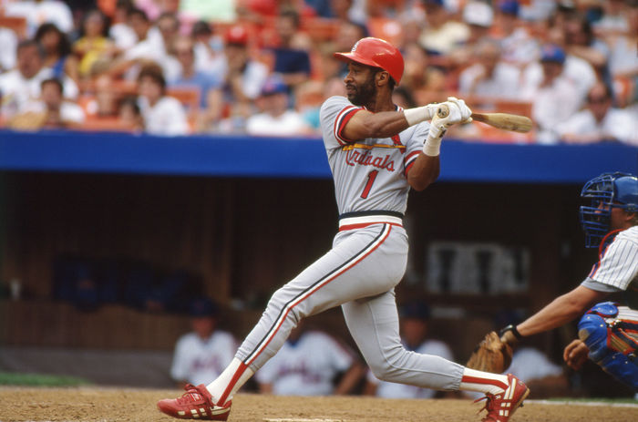 Ozzie Smith (Cardinals),
UNDATED - MLB : Ozzie Smith #1 of the St. Louis Cardinals at bat during the game against New York Mets.
(Photo by AFLO) [0309]