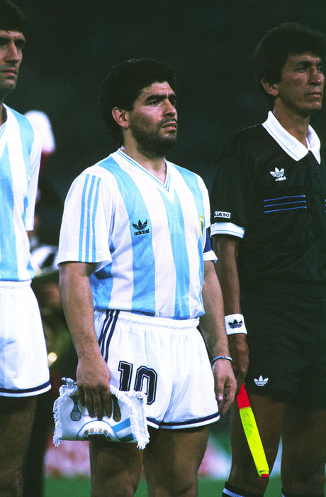 1990 FIFA World Cup Diego Maradona  ARG ,  JUNE 18, 1990   Football :  Argentina captain Diego Maradona before the FIFA World Cup ITALY 1990 Group B match between Argentina 1 1 Romania at San Paolo Stadium in Napoli, Italy.   Photo by AFLO   0462 