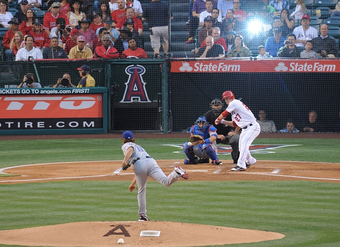 2012 MLB Yu Darvish  Rangers , JUNE 2, 2012   MLB : Yu Darvish of the Texas Rangers pitches to Mike Trout of the Los Angeles Angels during the game at Angel Yu Darvish of the Texas Rangers pitches to Mike Trout of the Los Angeles Angels during the game at Angel Stadium in Anaheim, California, United States.