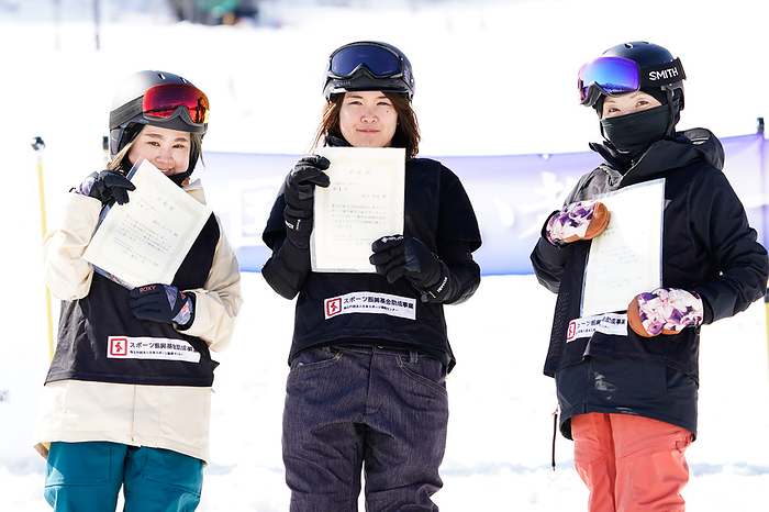 2021 National Snowboard Championships for the Disabled   Supporters Cup Awards Ceremony  L R  Midori Hashiguchi  JPN , Eri Sakashita  JPN  Eri Sakashita  JPN , Hamae Kobayashi  JPN , March 14, 2021   Para Snowboard :: Awards Ceremony Awards Ceremony at Hakuba Norikura Onsen Ski Area during 2021 All Japan Para Snowboard Championships and Supporters Cup in Otari, Nagano, Japan.  Photo by SportsPressJP AFLO 
