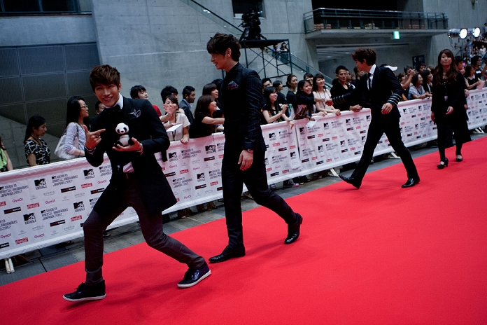     Jun Su, Chan Sung and Jun Ho  2PM , Jun 23, 2012 : Junsu, Chansung, Junho, Members of the South Korean boy band 2PM pose on the red carpet during the Jun 23, 2012 : Junsu, Chansung, Junho, Members of the South Korean boy band 2PM pose on the red carpet during the MTV Video Music Awards Japan event.