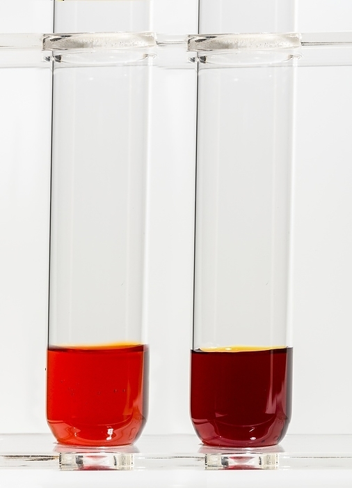 Halogen displacement reaction. Displacement reaction is a chemical reaction in which a more reactive element displaces a less reactive element from its compound. The test tubes contain  L  bromine and  R  iodine that have been displaced from potassium bromide and potassium iodide solutions by a few drops of chlorine water, a halogen. A comparative darkening of the solution is a simple indication that the displacement has occurred. Chlorine is more reactive than bromine and iodine and is able to displace them. The order of reactivity of these Group 7 halogen elements from highest to lowest is chlorine, bromine and iodine.