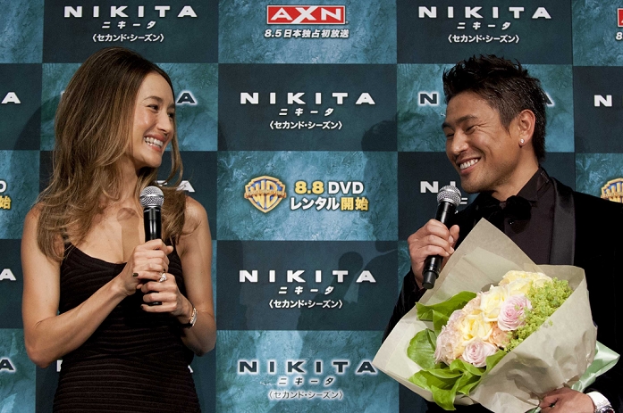 Maggie Q and Masato, Jun 28, 2012 : Japanese former K1 fighter Masato appears at the Japan Premiere for 