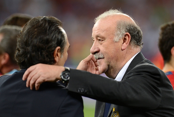Euro 2012 Spain Won the tournament for the second year in a row  L R  Cesare Prandelli  ITA , Vicente del Bosque  ESP , JULY 1, 2012   Football   Soccer : UEFA EURO 2012 Final match between Spain 4 0 Italy at Olympic Stadium in Kiev, Ukraine.  Photo by AFLO 