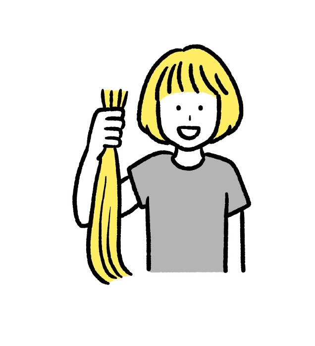 Clip art of woman doing hair donation