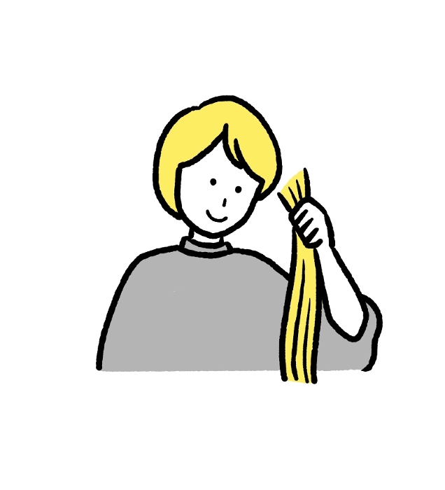 Clip art of woman doing hair donation