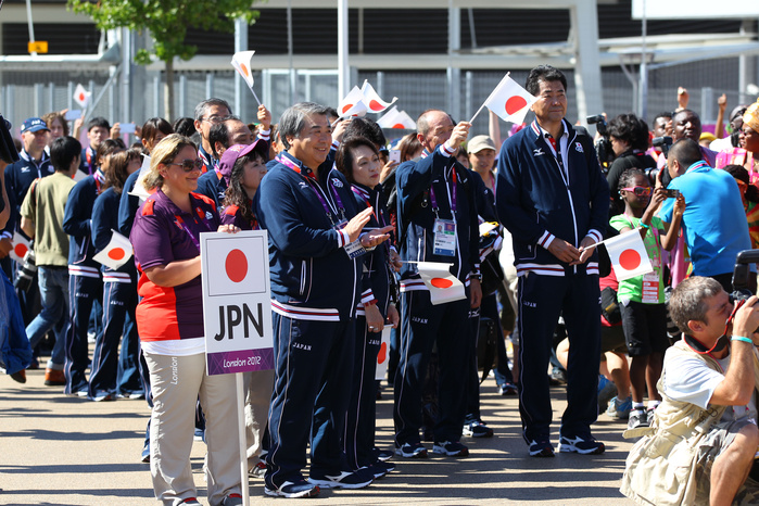 London 2012 Olympic Games Preview Entrance Ceremony for Japanese Athletes Japan Delegation  JPN  JULY 24, 2012   Olympic : Team Welcoming Ceremony for the Japanese delegation Team Welcoming Ceremony for the Japanese delegation during the London 2012 Olympic Games at Athlete s Village, in London, UK.  Photo by YUTAKA AFLO SPORT   1040 .