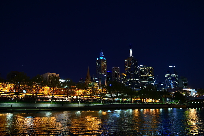 Southbank to Flinders Station Night view Melbourne