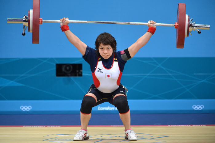 London 2012 Olympics Women s 48kg Weightlifting Hiromi Miyake  JPN  JULY 28, 2012   Weightlifting : Women s 48kg at ExCeL during the London 2012 Olympic Games in London, UK.   Photo by Jun Tsukida AFLO SPORT   0003 . 