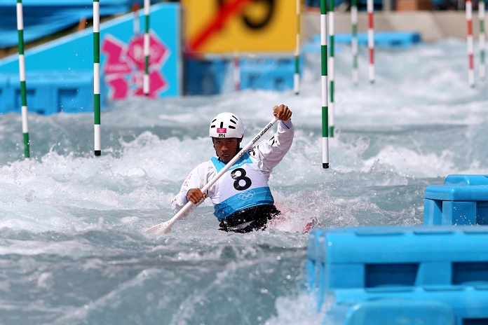 London 2012 Olympic Games Canoeing Slalom Men C1 Takuya Haneda  JPN , JULY 29, 2012   Canoe Slalom : Takuya Haneda of Japan competes in the Men s Canoe Single  C1  Slalom Heats of the London 2012 Olympic Games at Lee Valley White Water Centre in London, UK.  Photo by Koji Aoki AFLO SPORT   0008 .