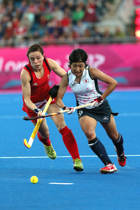 London 2012 Olympics Women s Hockey Aki Mitsuhashi  JPN  JULY 29, 2012   Hockey : Women s Preliminary Round Pool A match between Great Britain 4 0 Japan Women s Preliminary Round Pool A match between Great Britain 4 0 Japan at Olympic Park   Riverbank Arena during the London 2012 Olympic Games in London, UK.  Photo by Koji Aoki AFLO SPORT   0008 .