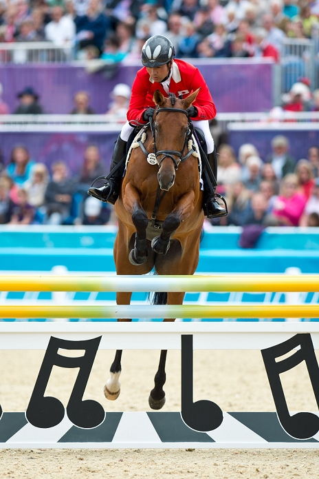 London 2012 Olympic Games Equestrian Overall Dressage Atsushi Negishi  JPN , JULY 31, 2012   Equestrian : Atsushi Negishi of Japan riding Pretty Darling competes during the Eventing Jumping of the London 2012 Olympic Games at Greenwich Park in London, UK.  Photo by Enrico Calderoni AFLO SPORT   0391 .