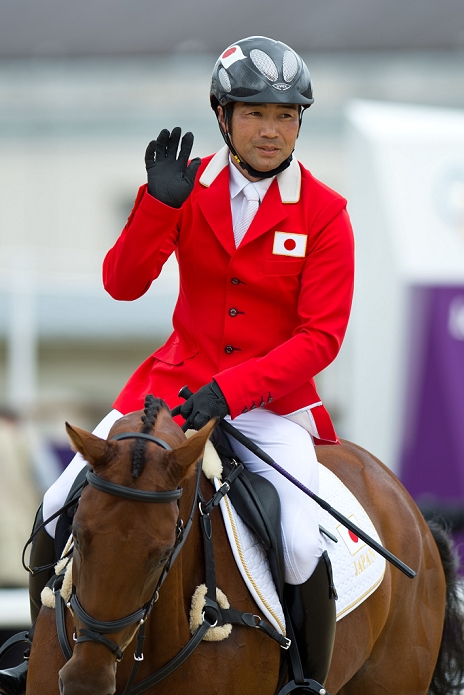 London 2012 Olympic Games Equestrian General Equestrian Atsushi Negishi  JPN , JULY 31, 2012   Equestrian : Atsushi Negishi of Japan riding Pretty Darling competes during the Eventing Jumping of the London 2012 Olympic Games at Greenwich Park in London, UK.  Photo by Enrico Calderoni AFLO SPORT   0391 .