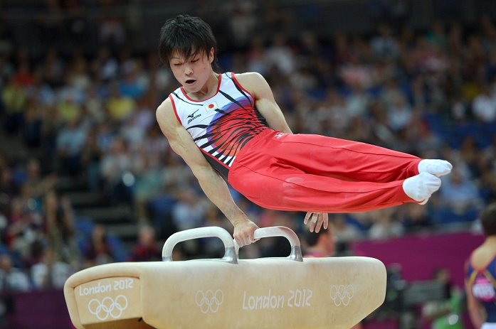 2012 London Olympics Gymnastics Men s Individual All Around Final Kohei Uchimura  JPN , AUGUST 1, 2012   Artistic Gymnastics : Men s Individual All Around pommel horse at North Greenwich Arena during the London 2012 Olympic Games in London, UK.  Photo by Jun Tsukida AFLO SPORT   0003 .