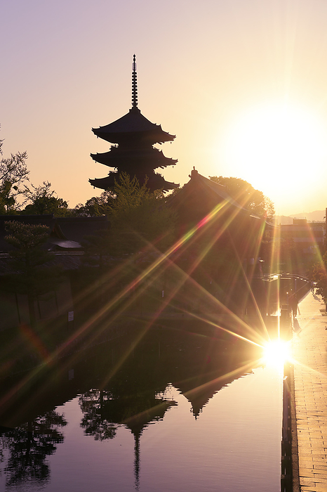 Five-story pagoda of Toji Temple and sunrise Kyoto Pref.