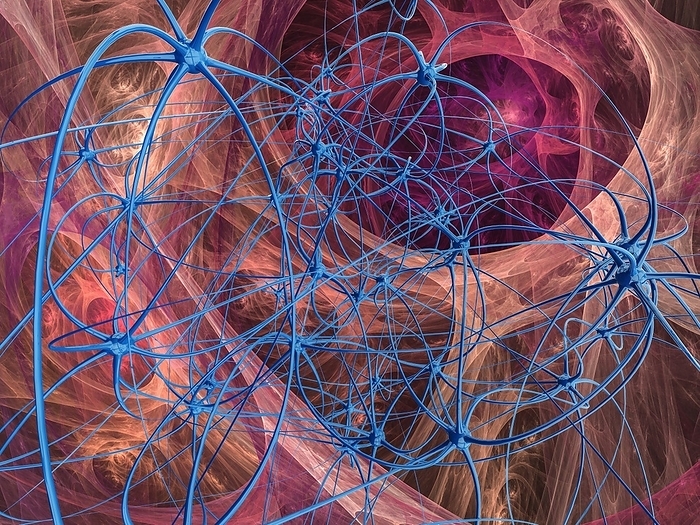 Neural network, illustration Neural network, computer illustration. A neural network is made up of nerve cells  neurons .