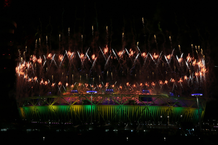 London 2012 Olympic Games Closing Ceremony Fireworks,. AUGUST 12, 2012   Closing Ceremony : Closing Ceremony at Olympic Park   Olympic Stadium during the London 2012 Olympic Games in London, UK.  Photo by YUTAKA AFLO SPORT   1040 .