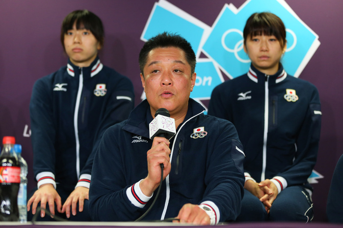 London 2012 Olympic Games Volleyball Women Medalists Press Conference Masayoshi Manabe  JPN , Director AUGUST 12, 2012   Volleyball : Press Conference of Bronze Medalist Japan Women s team Press Conference of Bronze Medalist Japan Women s team at Olympic Park   MPC during the London 2012 Olympic Games in London, UK.   Photo by AFLO SPORT   1045 .