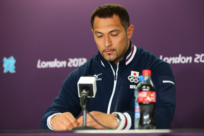 London 2012 Olympic Games Press conference on the invalidation of the election of the IOC Athletes  Commissioners Koji Murofushi  JPN  AUGUST 12, 2012   Athletics : at Olympic Park   MPC at Olympic Park   MPC during the London 2012 Olympic Games in London, UK.   Photo by AFLO SPORT   1045 .