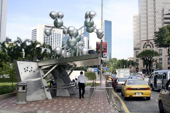 Hydrocarbon sculpture, Malaysia Hydrocarbon sculpture, Kuala Lumpur, Malaysia. Sculpture of a ball and stick model of a hydrocarbon  alkane  molecule. This model is of a straight chain  octane  alkane. It was installed by the petrochemical company Petronas.