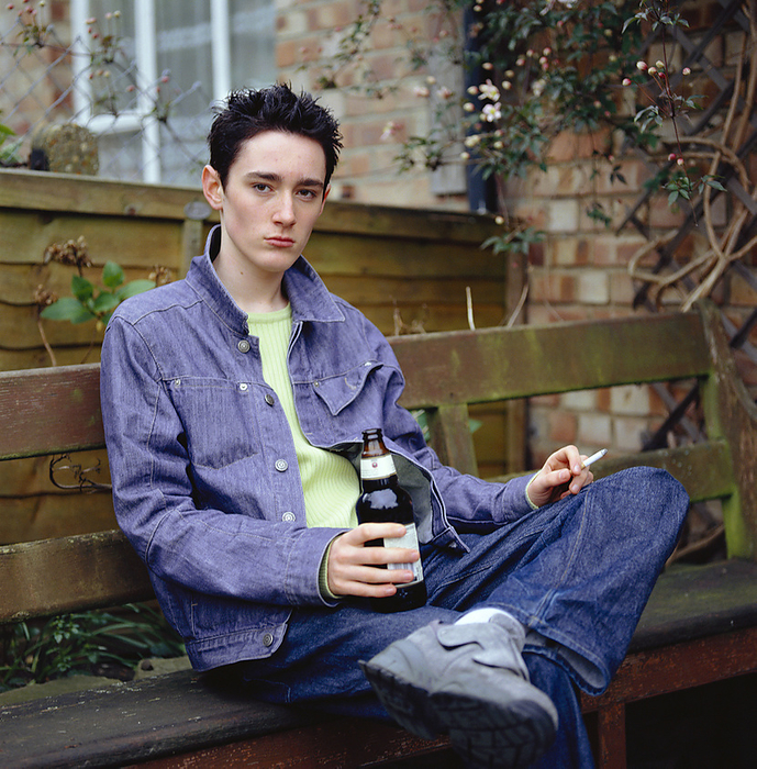 Teenage drinking Teenage boy drinking and smoking. Alcohol and tobacco consumption are considered to be major health hazards. Alcohol may cause irreversible damage to the heart, liver, brain and nervous systems whereas smoking is a major cause of lung cancer, heart disease and chronic bronchitis.