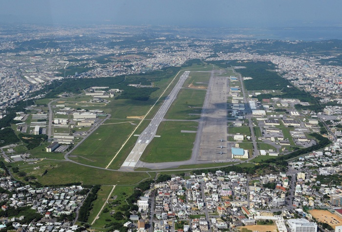 Futenma Air Station: Shakeup over relocation site  Close up 2012  Futenma Air Station, which has been rocked by the relocation site, in Ginowan City, Okinawa Prefecture, April 2010  photo by Minoru Kanazawa taken from the head office aircraft.