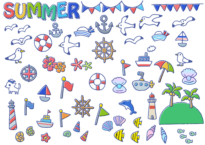 Clip art of summer sea