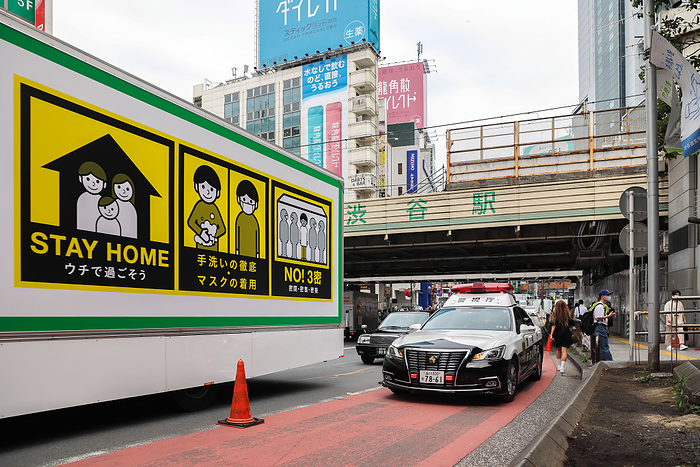New Corona Infection: Third Emergency Declaration Extended in Tokyo  N501Y Coronavirus variation is spreading, please refrain from going outside   Is written on a truck organized by the Tokyo City Government to inform the public on the ongoing dangers of the Covid 19 pandemic. Tokyo, May 24, 2021.
