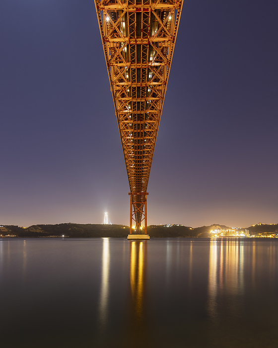 Lisbon, Portugal Portugal, Lisbon District, Lisbon, Underside of 25 de Abril Bridge at dusk, Photo by Alex Holland