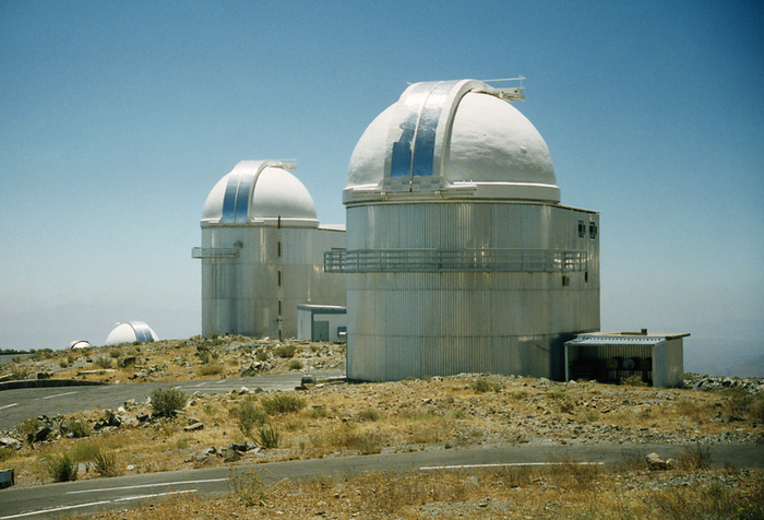 La Silla telescope domes La Silla telescope domes. These telescopes are part of the European Southern Observatory  ESO . La Silla, in the Chilean Atacama Desert, is the site of several telescopes. The area is very dry and at high altitude  2400 metres , which means the air is very clear and excellent for observations. Many ESO operations have moved to a new site at Cerro Paranal. This is the site of the Very Large Telescope  VLT  where data from four 8.2 metre telescopes are combined to give an image equivalent to that obtained by one 16 metre telescope.