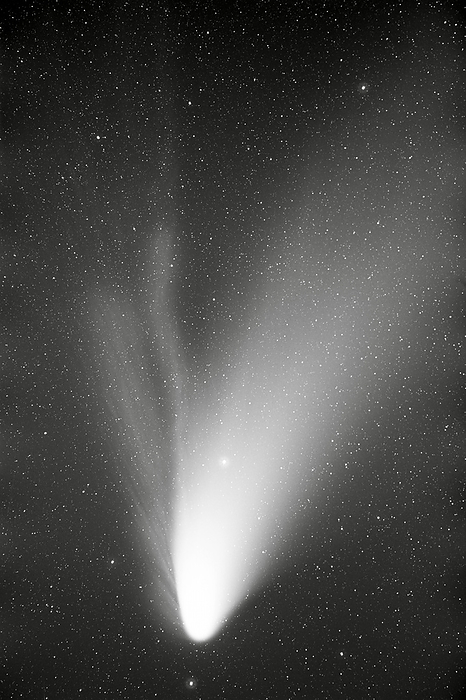 Comet Hale Bopp Comet Hale Bopp. Hale Bopp was one of the brightest comets of the 20th century, and was seen for much of early 1997. A comet is a lump of ice and rock that shines by reflected sunlight. Its tail is formed as the ice evaporates as it nears the Sun. The tail always points away from the Sun, and may stretch for millions of kilometres.