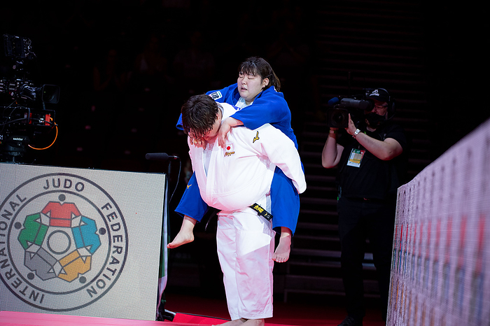 Japan s Sarah Asahina in white vs Japan s Wakaba Tomita in blue women  78 kg  final 2021 World Judo Championships at Budapest Sports Arena in Budapest, Hungary on June 12, 2021.  Photo by Enrico Calderoni AFLO SPORT  Japan s Sarah Asahina in white vs Japan s Wakaba Tomita in blue women  78 kg  final 2021 World Judo Championships at Budapest Sports Arena in Budapest, Hungary on June 12, 2021.  Photo by Enrico Calderoni AFLO SPORT 