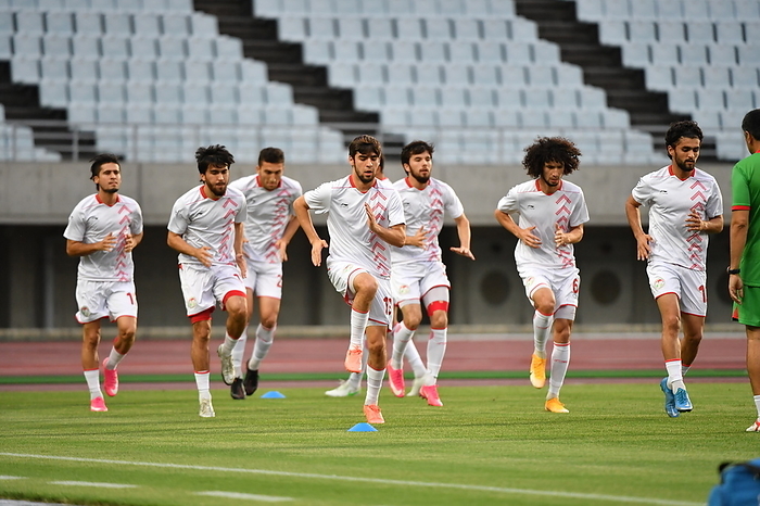 2022 FIFA World Cup Asia 2nd Preliminary Round Tajikistan players warm up before the FIFA World Cup Qatar 2022 Asian Qualifier Second Round Group F match between Tajikistan 4 0 Myanmar at Yanmar Stadium Nagai in Osaka, Japan, June 15, 2021.  Photo by JFA AFLO 
