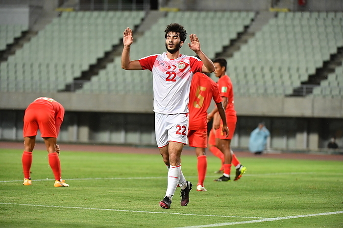 2022 FIFA World Cup Asia 2nd Preliminary Round Tajikistan s Sheriddin Boboev celebrates after scoring their 3rd goal during the FIFA World Cup Qatar 2022 Asian Qualifier Second Round Group F match between Tajikistan 4 0 Myanmar at Yanmar Stadium Nagai in Osaka, Japan, June 15, 2021.  Photo by JFA AFLO 